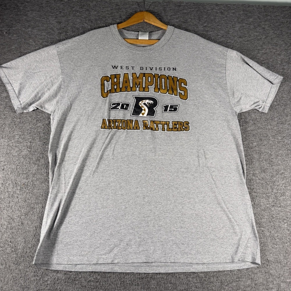 Mens XL Gray IFL Arizona Rattlers 2015 Champion T Shirt Gray Russells Size XL